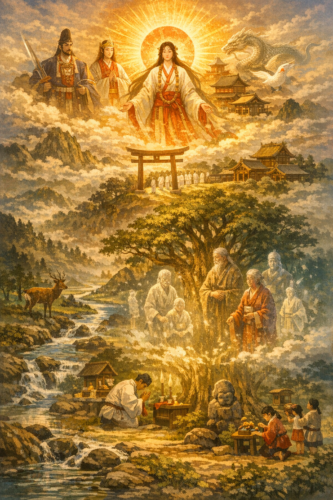 天と地を繋ぐ神々と村人