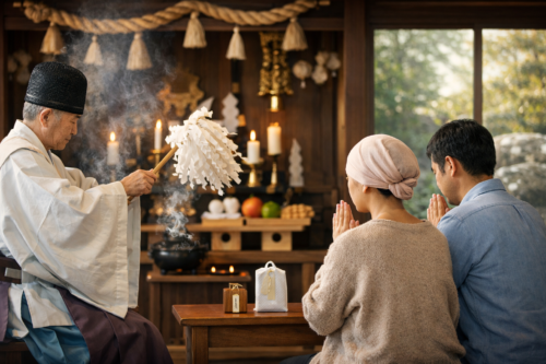 神社での癌祈願の儀式